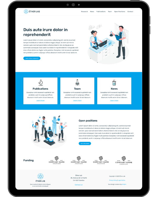 Site web ecoconçu pour directeur de recherche en labo sur tablette