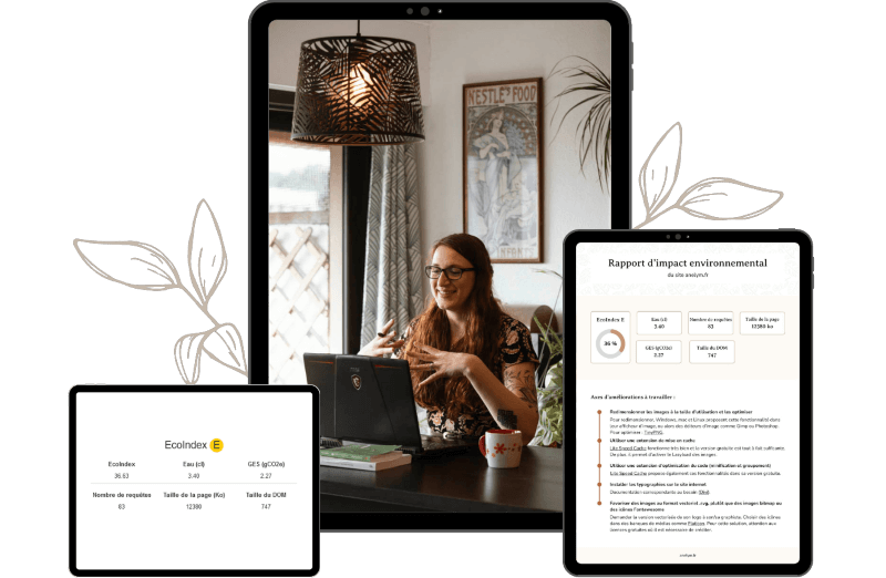 Présentation de l’offre d’audit environemental de se site sur écran de tablette et d’ordinateur
