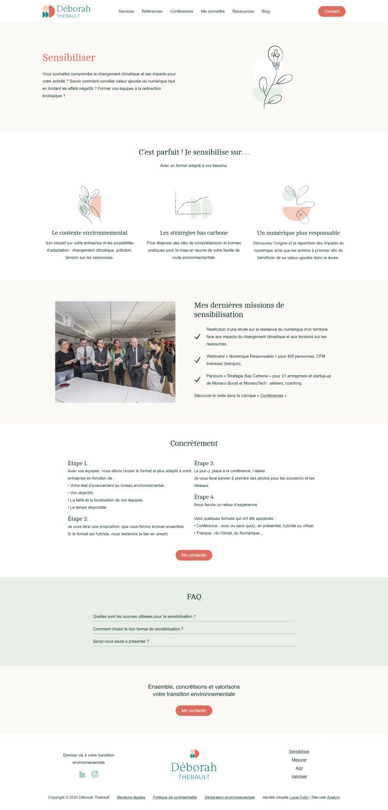 Maquette de la page Sensibiliser
