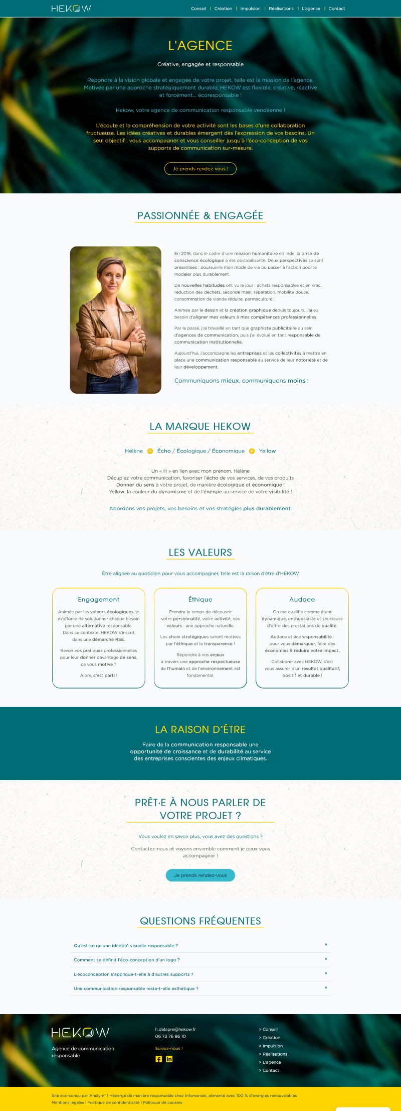 Maquette de la page de présentation de l'agence