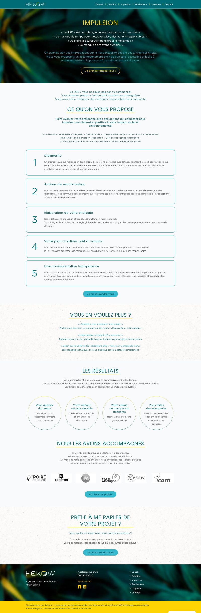 Maquette de la page service : Impulsion