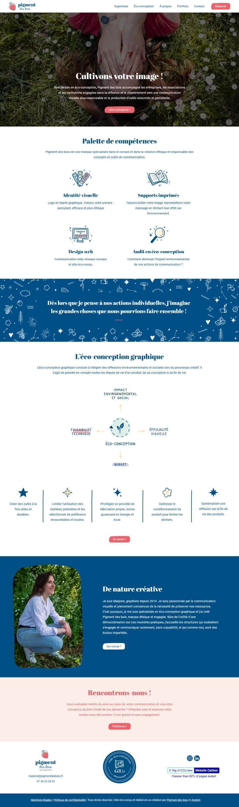 Maquette de la page d'Accueil du site web ingénu aux couleurs bleu et rouge